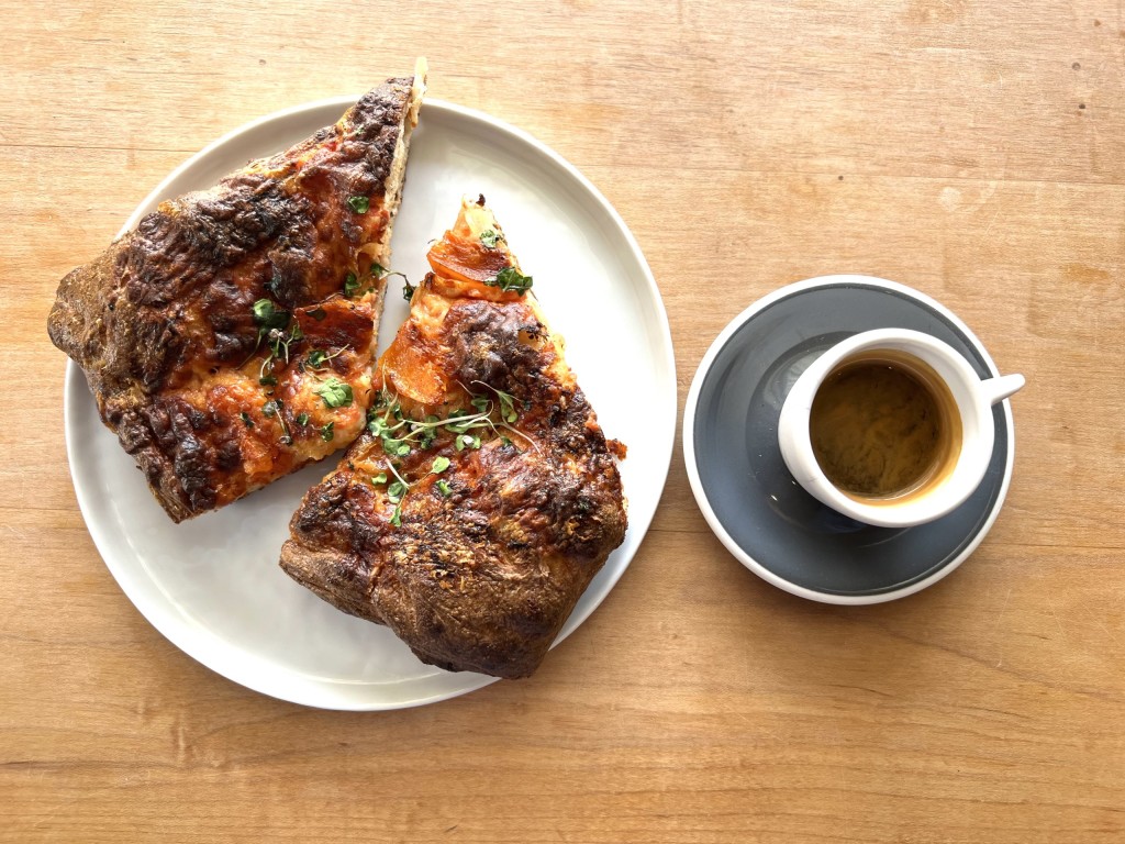 pizza and coffee