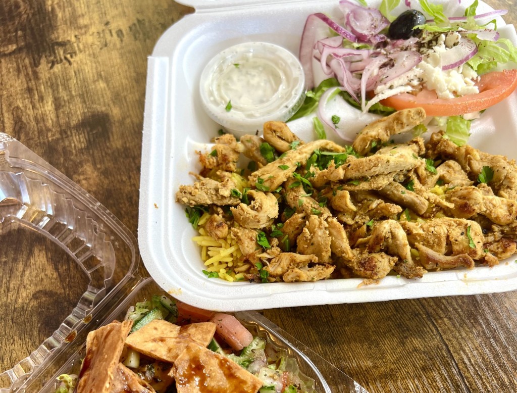middle eastern food platter from hummus & pita kansas city