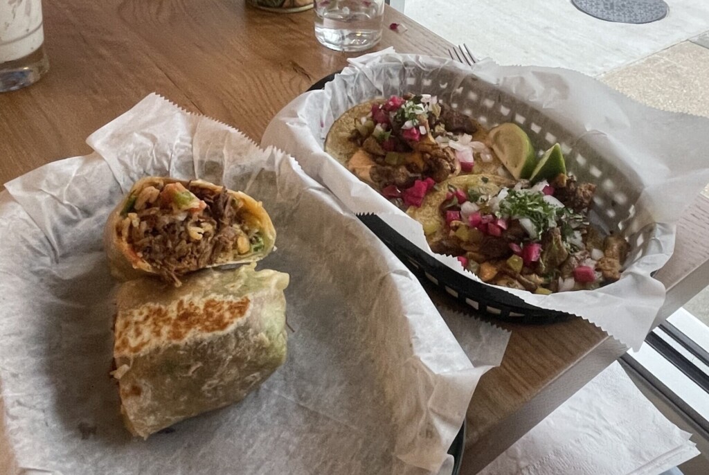 Lamb hashwe burrito and chicken shawarma tacos // Photo by Cory Swieczkowski