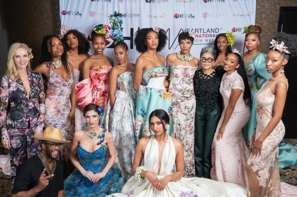 Models for Heartland Internation Fashion week pose for a past fashion show.